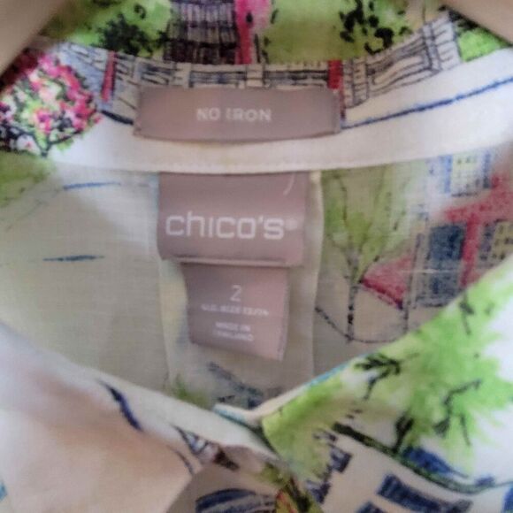 Chico's Boho Shirt | Linen Blouse | Linen Shirt | Festival Outfit | Preppy Cloth - Picture 2 of 5